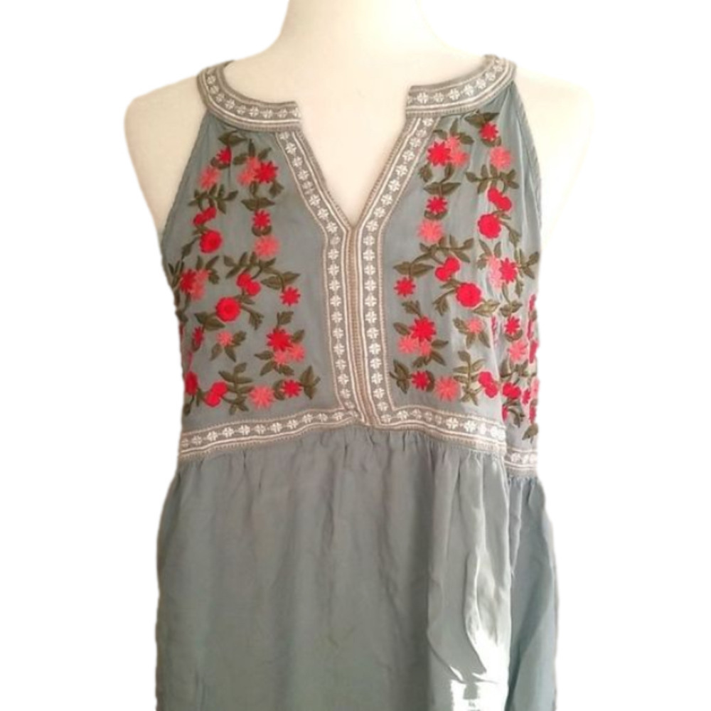 BOHO chic vintage look EMBROIDERED sleeveless top, size Medium